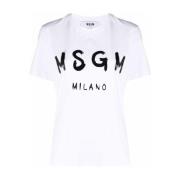 Katoenen T-shirt met uniek ontwerp Msgm , White , Dames