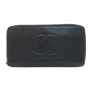 Pre-owned Leather wallets Chanel Vintage , Black , Dames