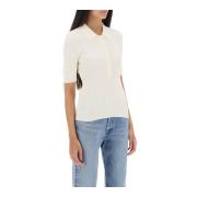 Ribgebreid Poloshirt A.p.c. , White , Dames