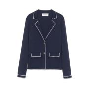 Navy Blauw Gebreid Blazer Jasje Ermanno Scervino , Blue , Dames