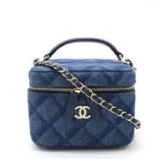 Pre-owned Leather handbags Chanel Vintage , Blue , Dames