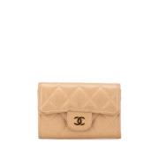 Pre-owned Leather wallets Chanel Vintage , Beige , Dames