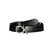 Elegante zwarte leren riem met metalen gesp Calvin Klein , Black , Dam...