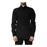 Zwarte Katoenen Overhemd Slim Fit Dolce & Gabbana , Black , Heren