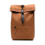 Waterdichte Rolltop Rugzak met Gespsluiting Rains , Brown , Heren