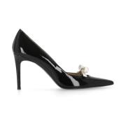 Zwarte leren décolleté met strikdetail Stuart Weitzman , Black , Dames