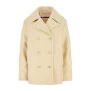 Pastel Pink Wool Coat Jil Sander , Yellow , Dames