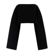 Stijlvolle Zwarte Wollen Cape Jil Sander , Black , Dames