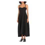 Zwarte zijden blend hart halslijn jurk Jil Sander , Black , Dames