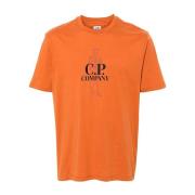 Casual Katoenen T-shirt C.p. Company , Orange , Heren