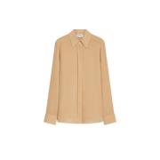 Luxe Klassieke Zijden Overhemd Sportmax , Beige , Dames