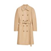 Luxe Leren Trenchcoat Sportmax , Beige , Dames