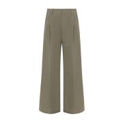 Wijde Pijp Groene Katoenen Broek Brunello Cucinelli , Green , Dames