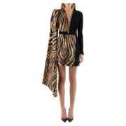 Zijden Mini Jurk Roberto Cavalli , Beige , Dames