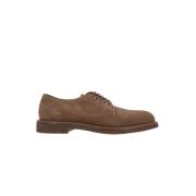 Bruine Suède Derby Platte Schoenen Brunello Cucinelli , Brown , Heren