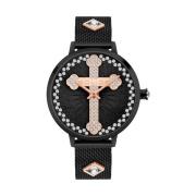 Zwarte Roestvrijstalen Quartz Analoog Horloge Police , Black , Dames