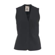 Zwarte Wollen Blazer Vest Semicouture , Black , Dames