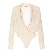 Witte Boter Shirt met Ritsdetails Elisabetta Franchi , White , Dames