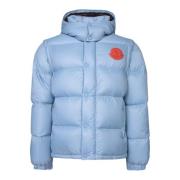 Lichtblauwe donsjas met omslagcapuchon Moncler , Blue , Heren