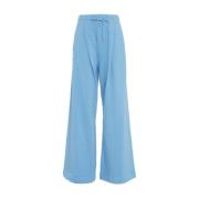 Blauwe Wide Leg Sweatpants Verhoog Stijl Semicouture , Blue , Dames