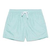 Polyester Zwemshorts met Elastische Riem Fedeli , Green , Heren