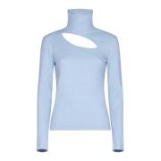 Blauwe Geribbelde Gebreide Rolhals Top DES Phemmes , Blue , Dames