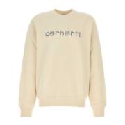 Rivet Script Sweatshirt in Cream Katoen Carhartt Wip , Beige , Heren