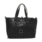 Zwarte Leren Shopper met Stud Details Campomaggi , Black , Dames