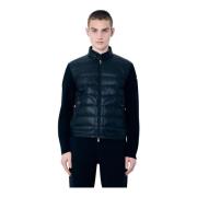 Gewatteerde Gebreide Vest Met Rits Moncler , Black , Heren