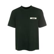 Geribbeld T-shirt met geborduurd logo Jacquemus , Green , Heren