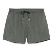 Polyester Zwemshorts met Elastische Riem Fedeli , Green , Heren