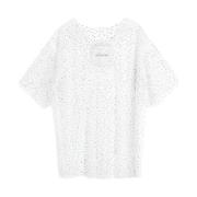 Witte Texas T-shirt met Strass en Parel Details Birgitte Herskind , Wh...