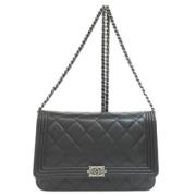 Pre-owned Leather chanel-bags Chanel Vintage , Black , Dames