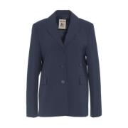 Blauwe Wollen Blazer met Revers Semicouture , Blue , Dames