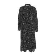 Polka Dot Zwarte Jurk Second Dames , Black , Dames