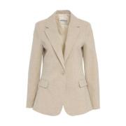 Beige Single-Breasted Blazer Chic Stijl Ottod'Ame , Beige , Dames