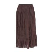 Bruine Midi Geplooide Rok Roberto Collina , Brown , Dames