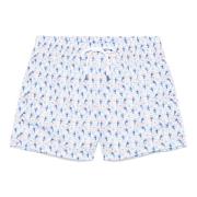 Polyester Zwemshorts met Elastische Riem Fedeli , Blue , Heren