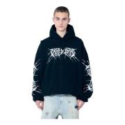 Grafische Print Cropped Hoodie Vetements , Black , Heren