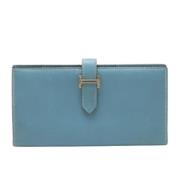 Pre-owned Leather wallets Hermès Vintage , Blue , Dames