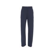 Blauwe Wijde Pijp Wolmix Broek Semicouture , Blue , Dames