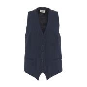 Blauwe Gestreepte Vest Elegante Mouwloze Stijl Ottod'Ame , Blue , Dame...