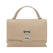 Leren schoudertas met verstelbare band Zanellato , Beige , Dames