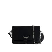 Zwarte leren schoudertas met kettingen Zadig & Voltaire , Black , Dame...