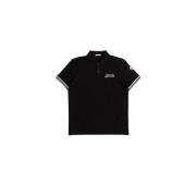 Zwart geborduurd poloshirt Moncler , Black , Heren