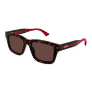 Wayfarer Stijl Zonnebril met Webdetail Gucci , Brown , Unisex