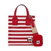 Ikon Nylon Square Tote Karl Lagerfeld , Red , Dames