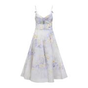 Bloemen Twist Front Midi Jurk Zimmermann , Multicolor , Dames