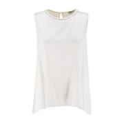 Zijden Top met Luminous Ketting Peserico , White , Dames