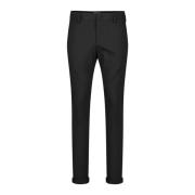 Slim Fit Viscose-Mix Broek Dondup , Black , Heren